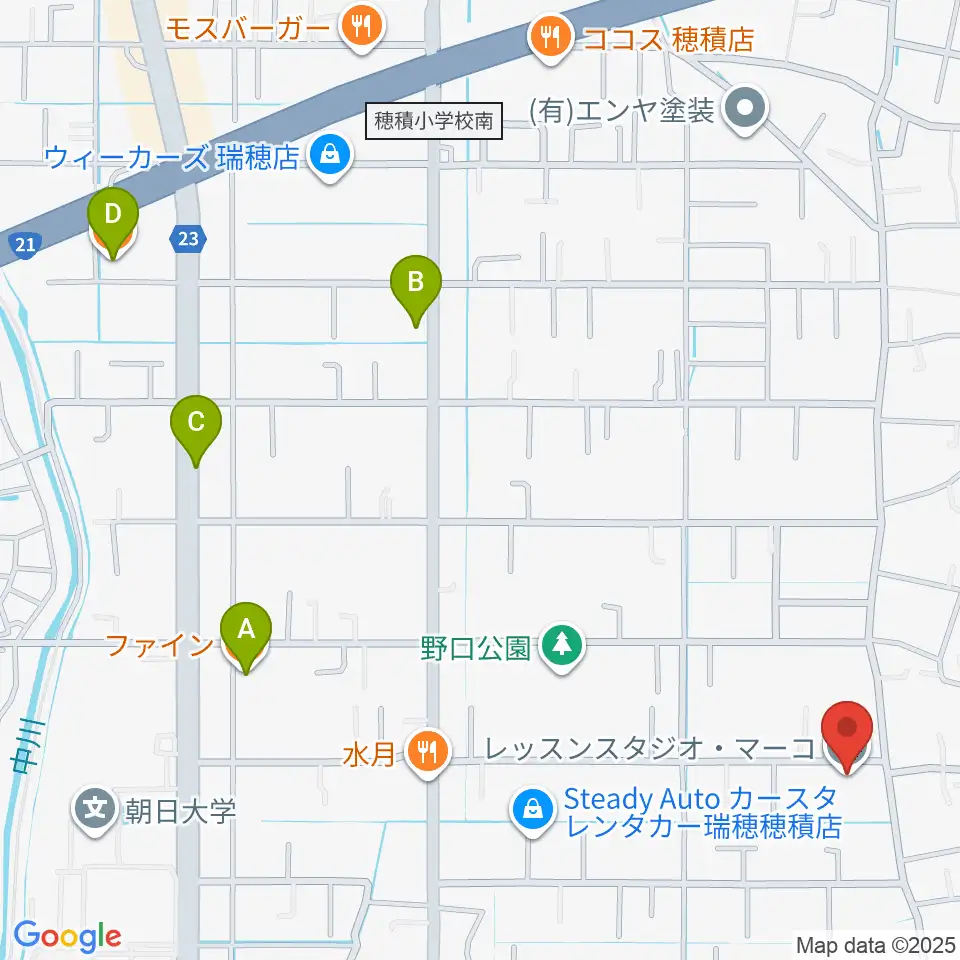 レッスンスタジオ・マーコ周辺のカフェ一覧地図