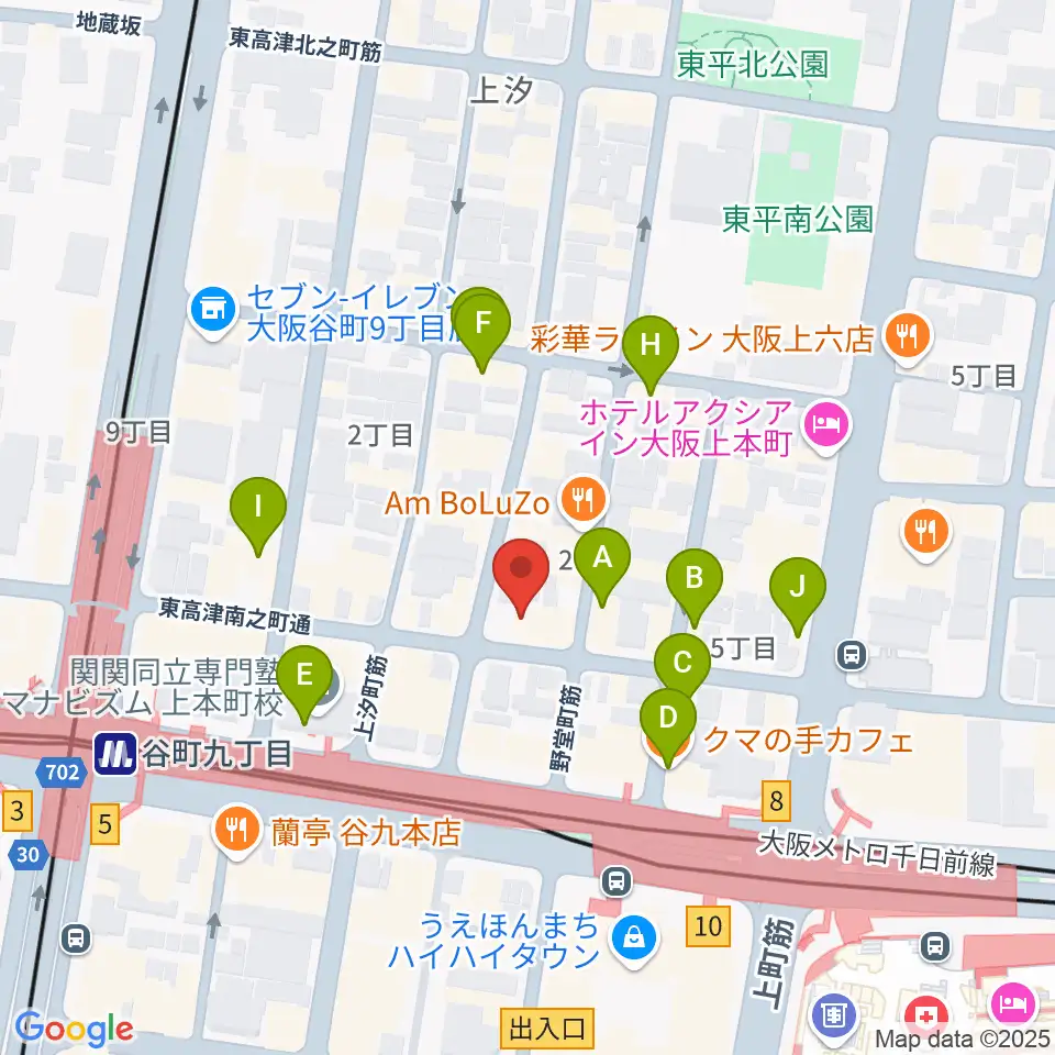 ドレミ音楽スクール上本町校周辺のカフェ一覧地図