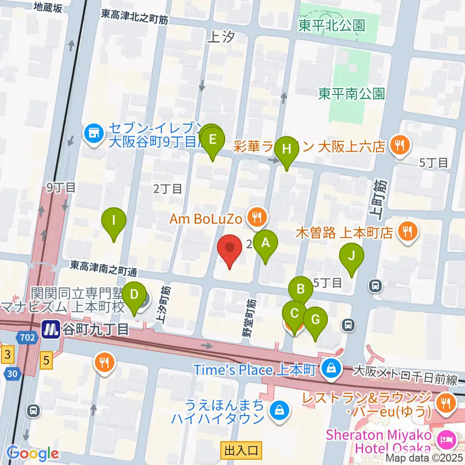 ドレミ音楽スクール上本町校周辺のカフェ一覧地図