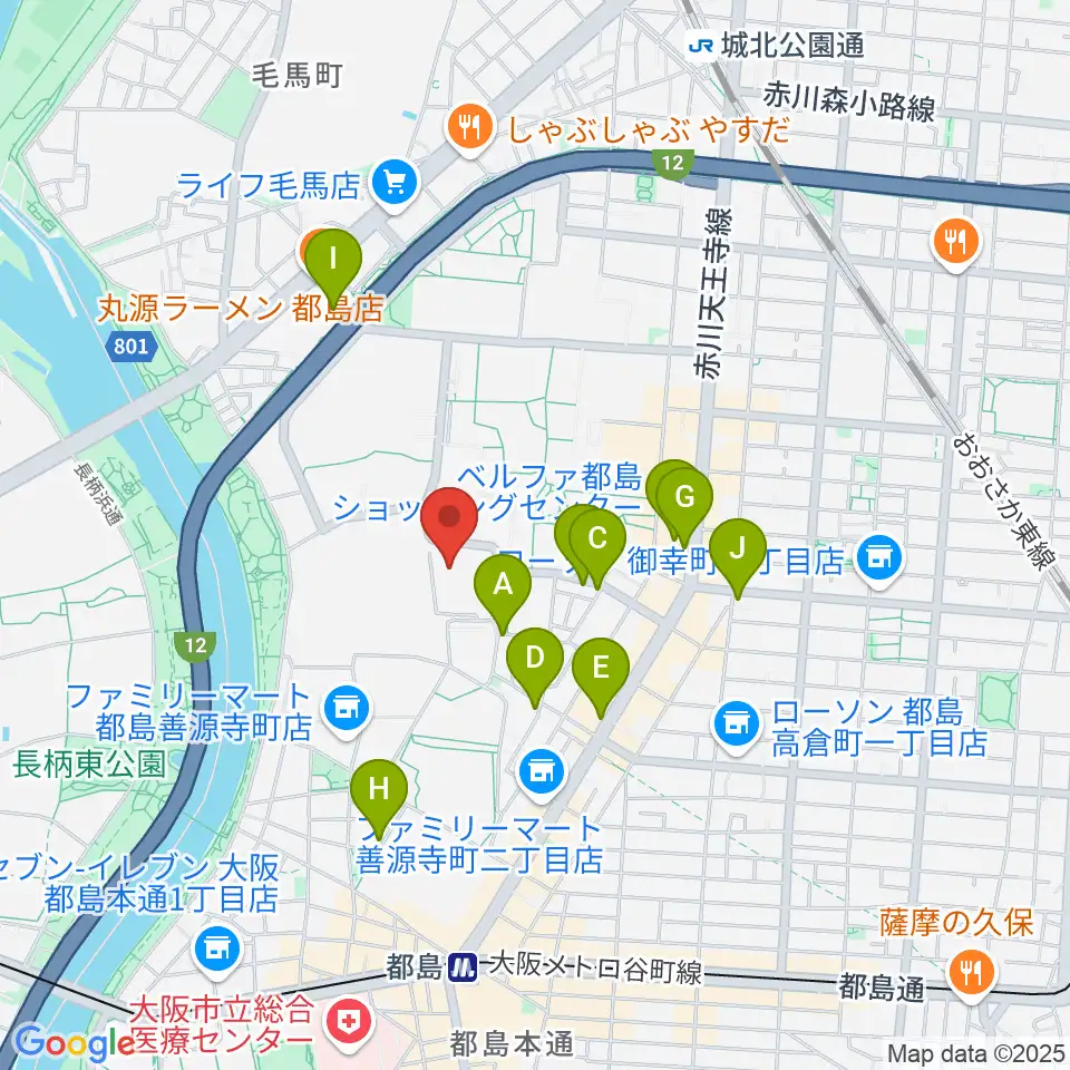 森音楽教室 都島教室周辺のカフェ一覧地図