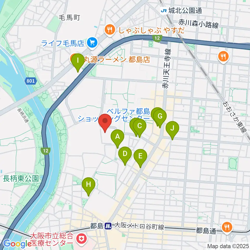 森音楽教室 都島教室周辺のカフェ一覧地図