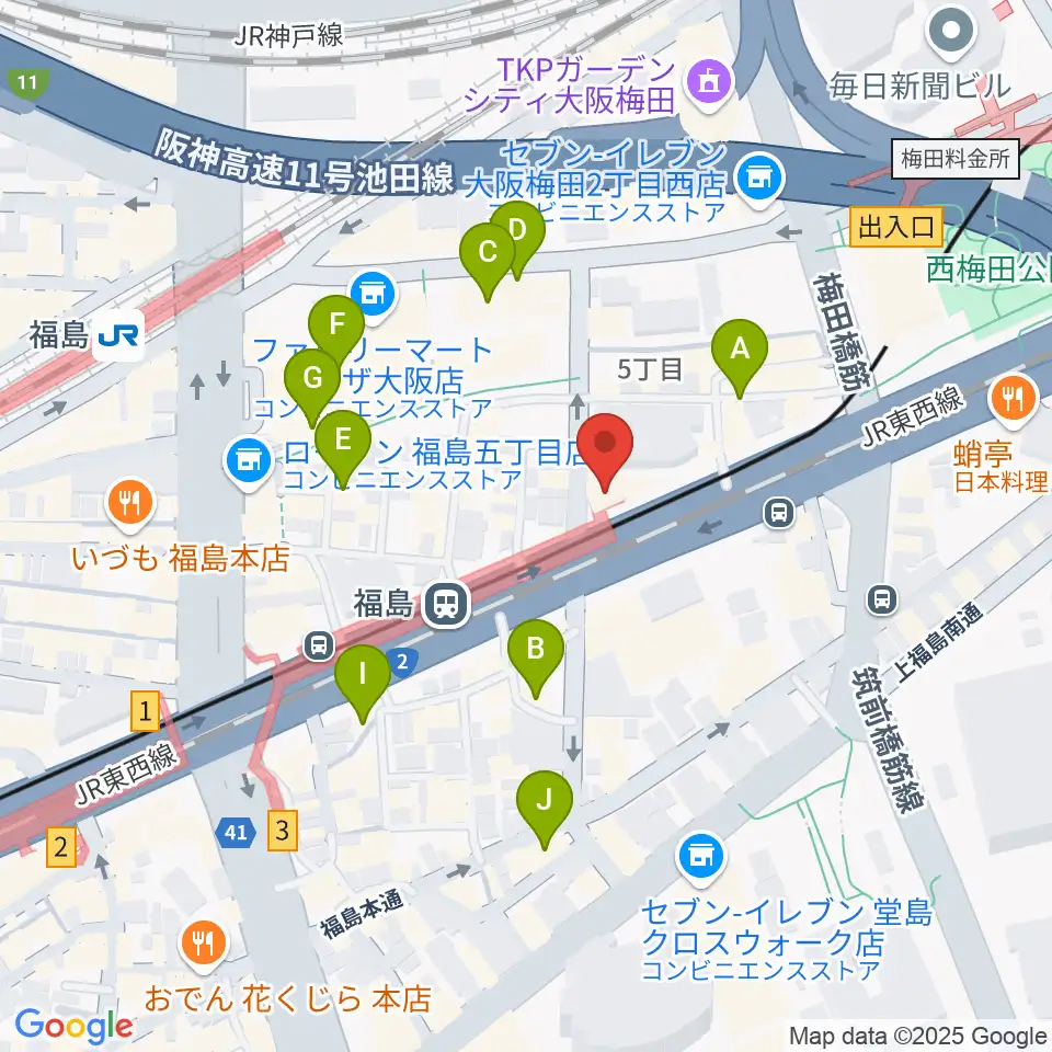 ソウルバードミュージックスクール大阪本校周辺のカフェ一覧地図