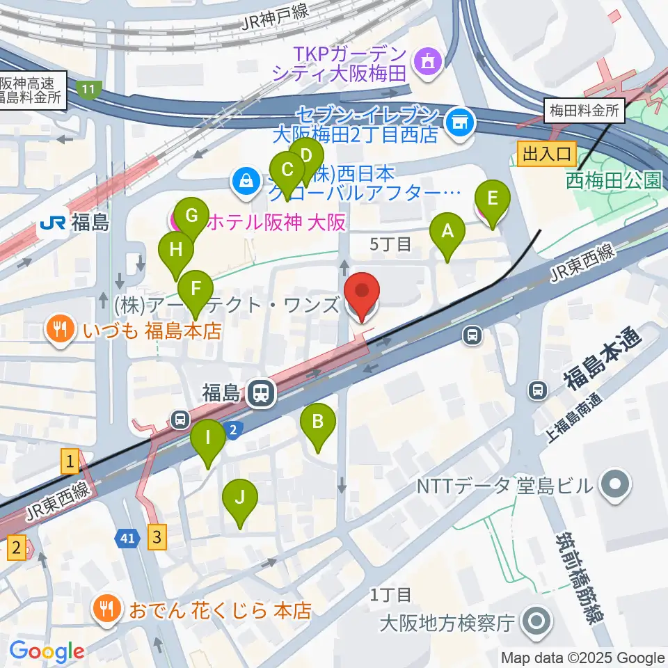 ソウルバードミュージックスクール大阪本校周辺のカフェ一覧地図