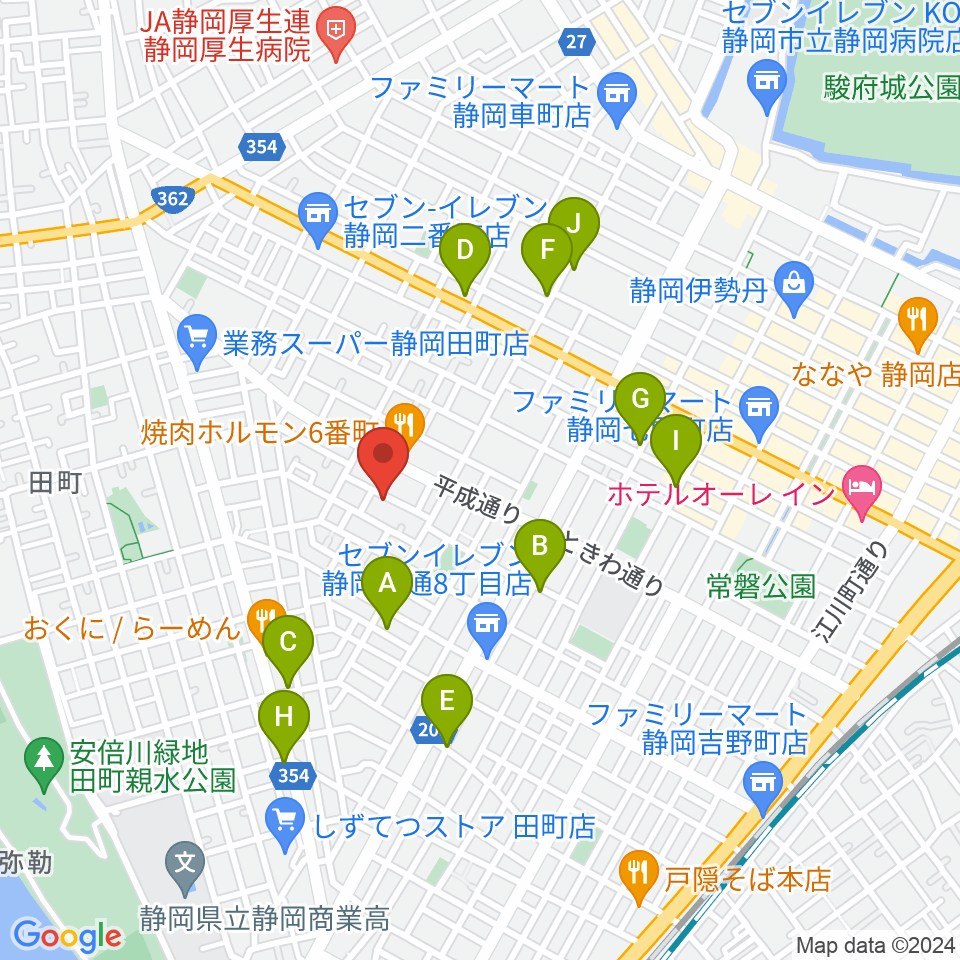 山崎音楽教室 七番町教室周辺のカフェ一覧地図