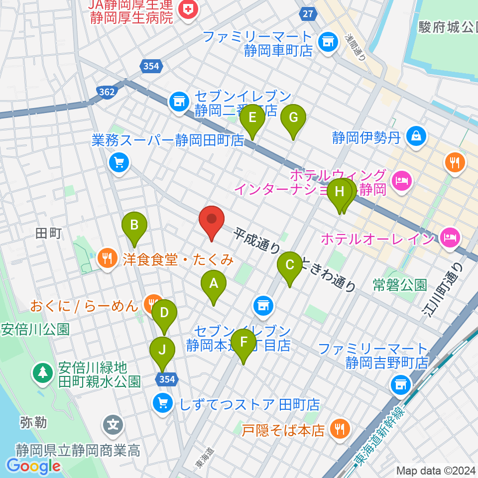 山崎音楽教室 七番町教室周辺のカフェ一覧地図