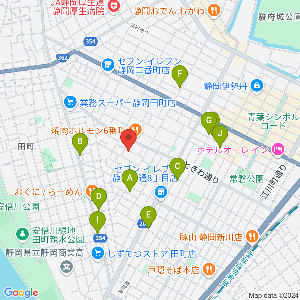 山崎音楽教室 七番町教室周辺のカフェ一覧地図