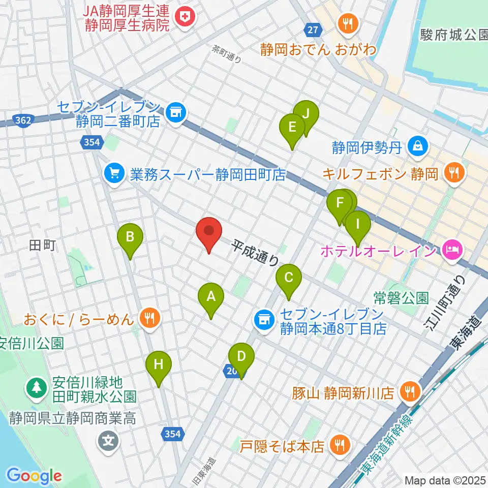 山崎音楽教室 七番町教室周辺のカフェ一覧地図