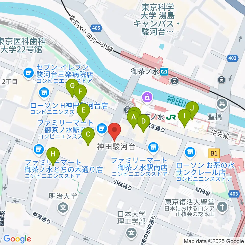 クロサワ楽器お茶の水駅前店周辺のカフェ一覧地図