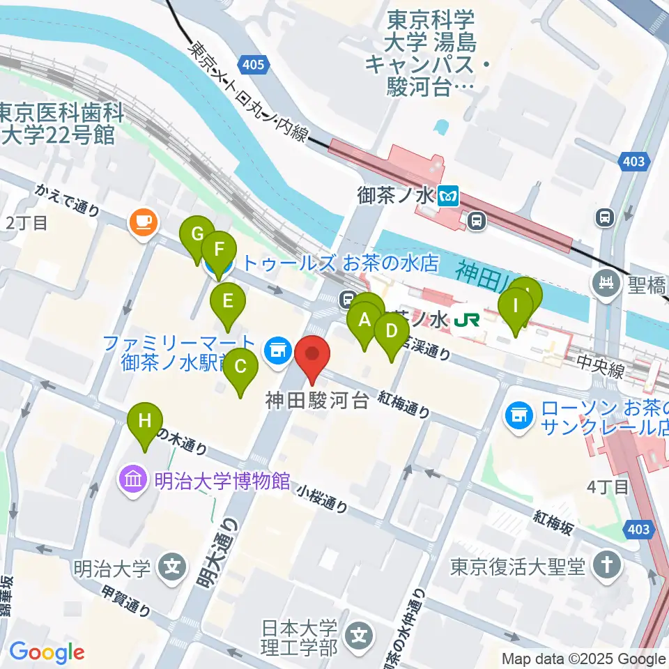 クロサワ楽器お茶の水駅前店周辺のカフェ一覧地図