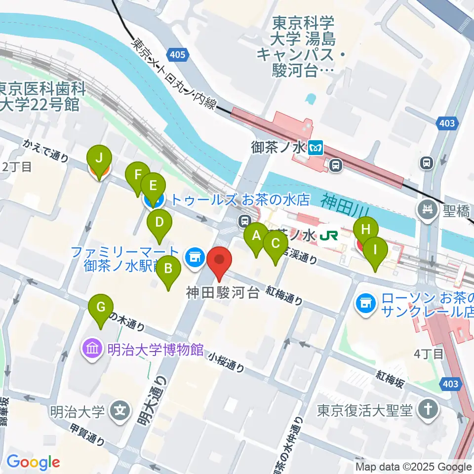 クロサワ楽器お茶の水駅前店周辺のカフェ一覧地図