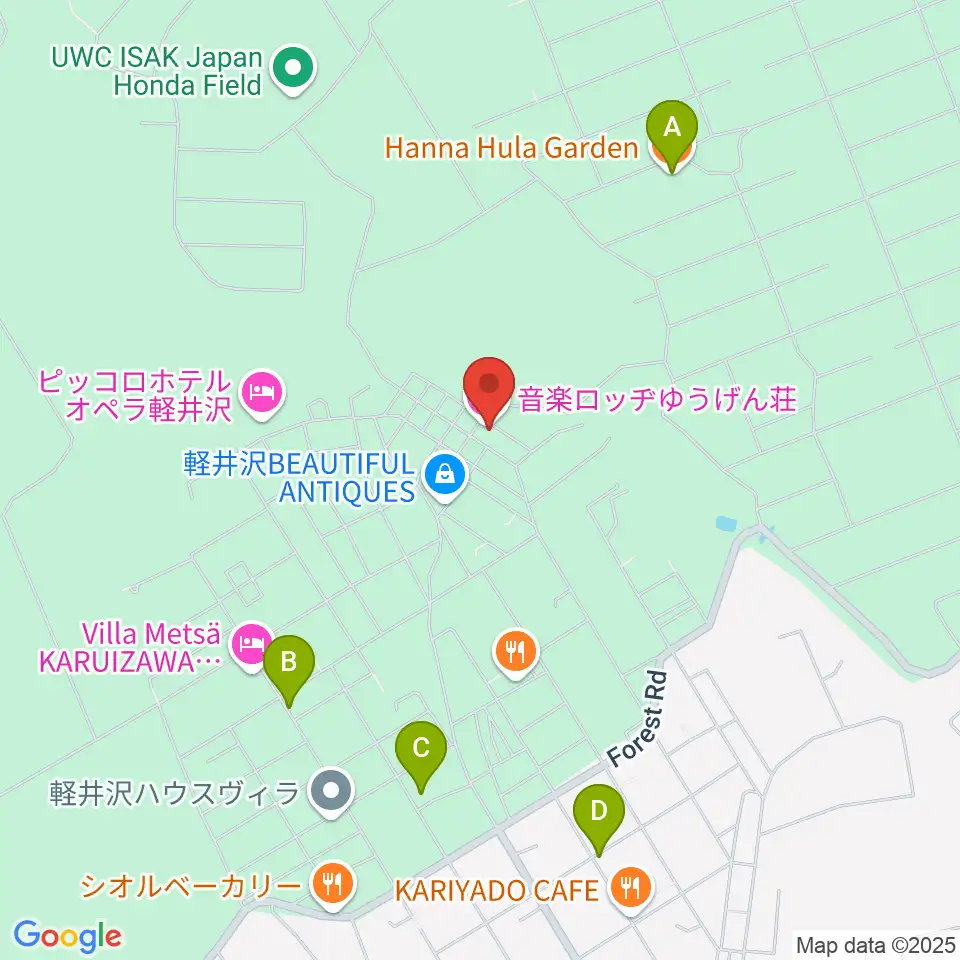 音楽ロッヂ ゆうげん荘周辺のカフェ一覧地図