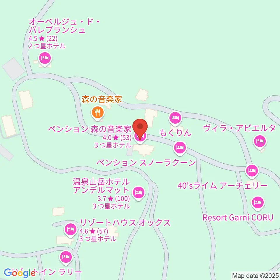 ペンション森の音楽家周辺のカフェ一覧地図