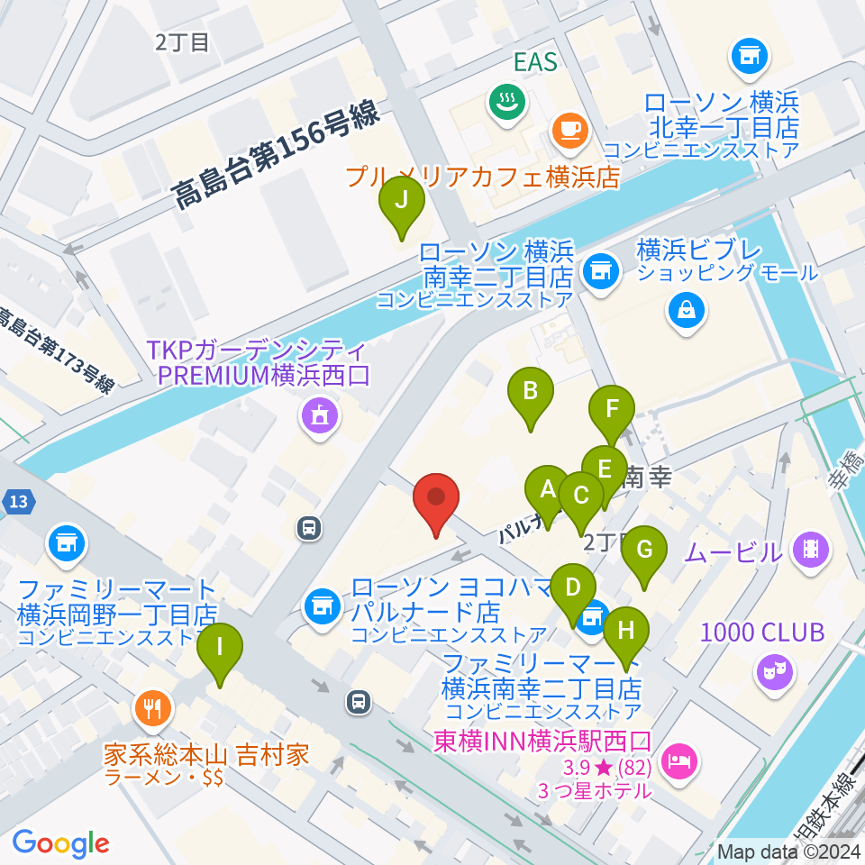 イシバシ楽器 横浜店周辺のカフェ一覧地図