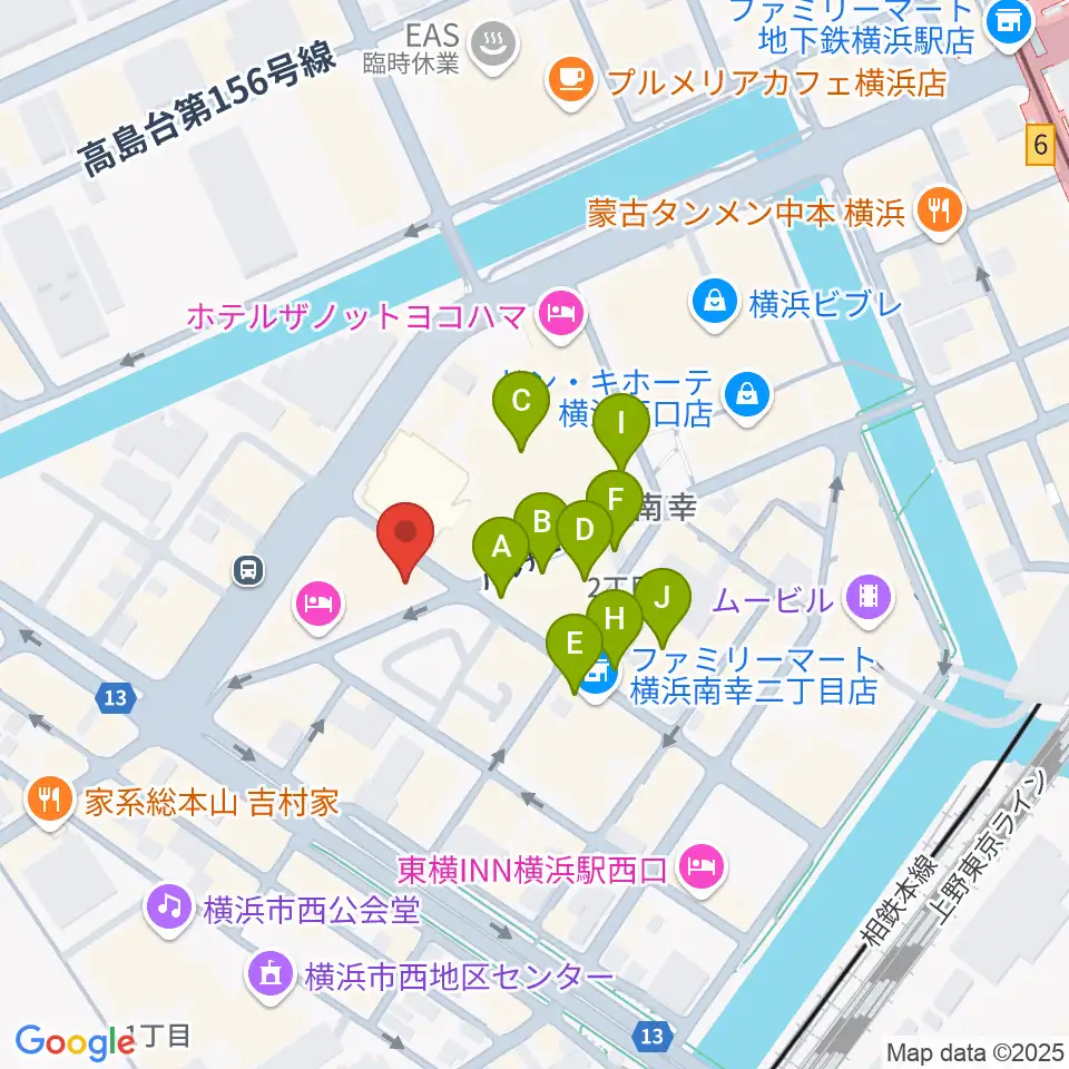 イシバシ楽器 横浜店周辺のカフェ一覧地図