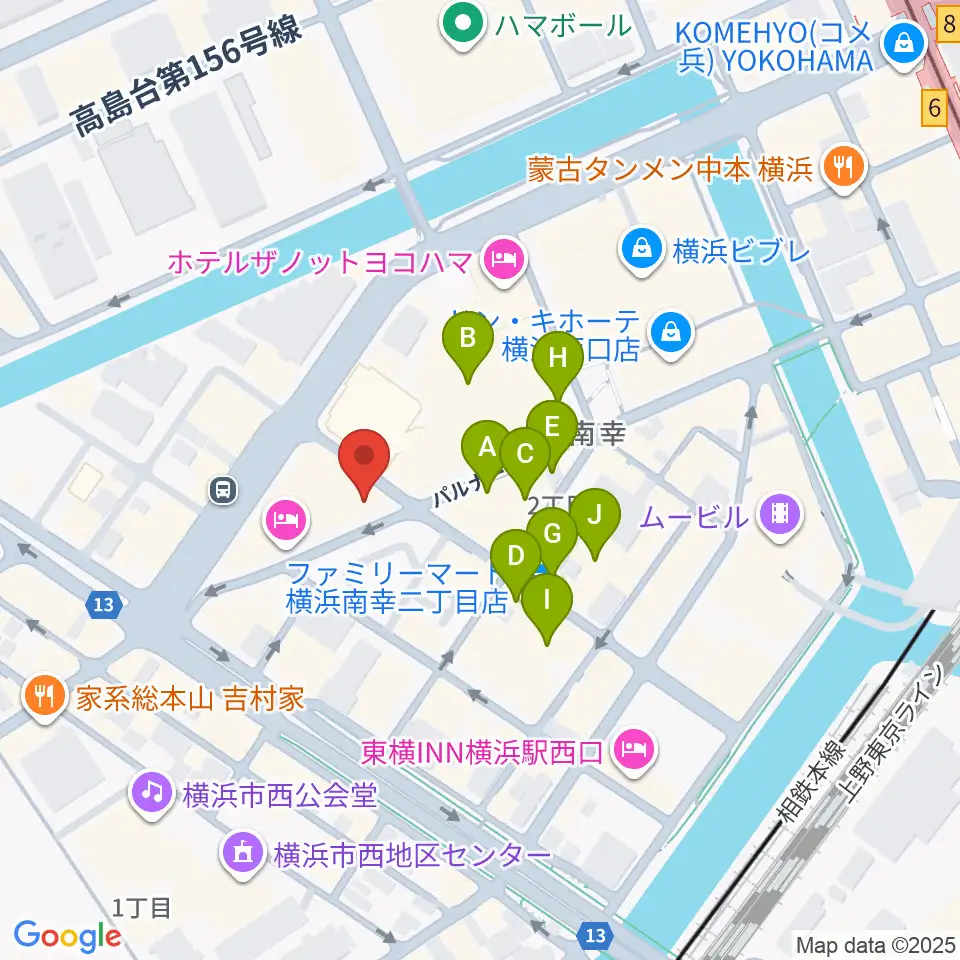 イシバシ楽器 横浜店周辺のカフェ一覧地図