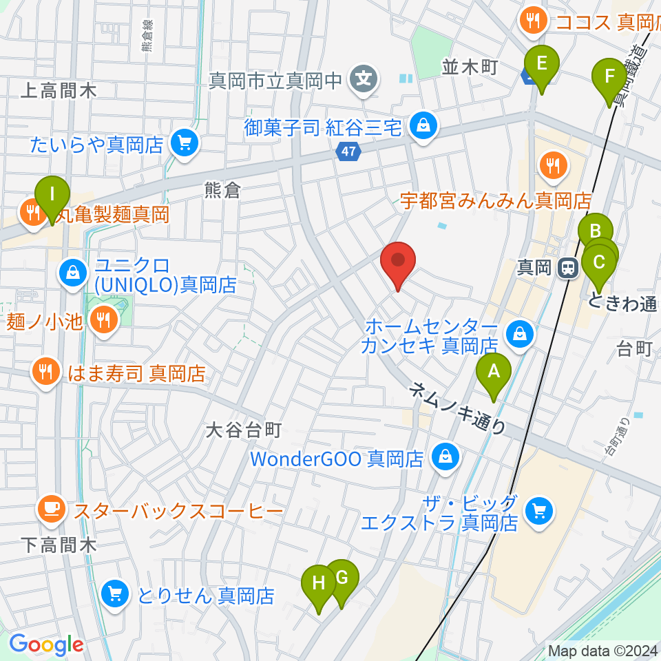 シノザキ総合音楽学院周辺のカフェ一覧地図