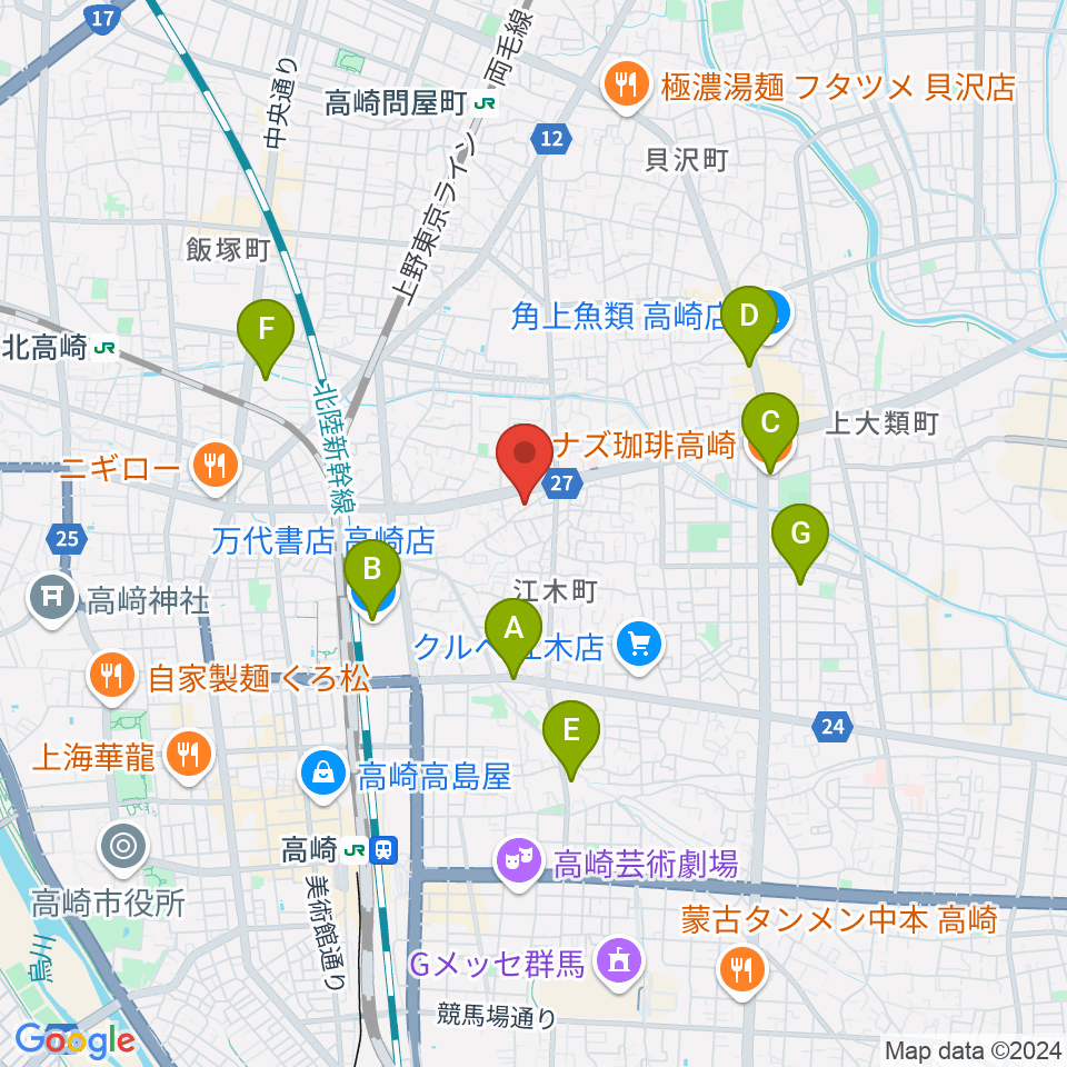 藤巻ピアノ音楽教室周辺のカフェ一覧地図