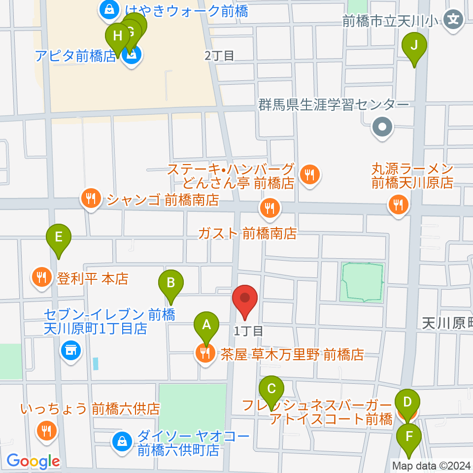 エコミック音楽教室周辺のカフェ一覧地図