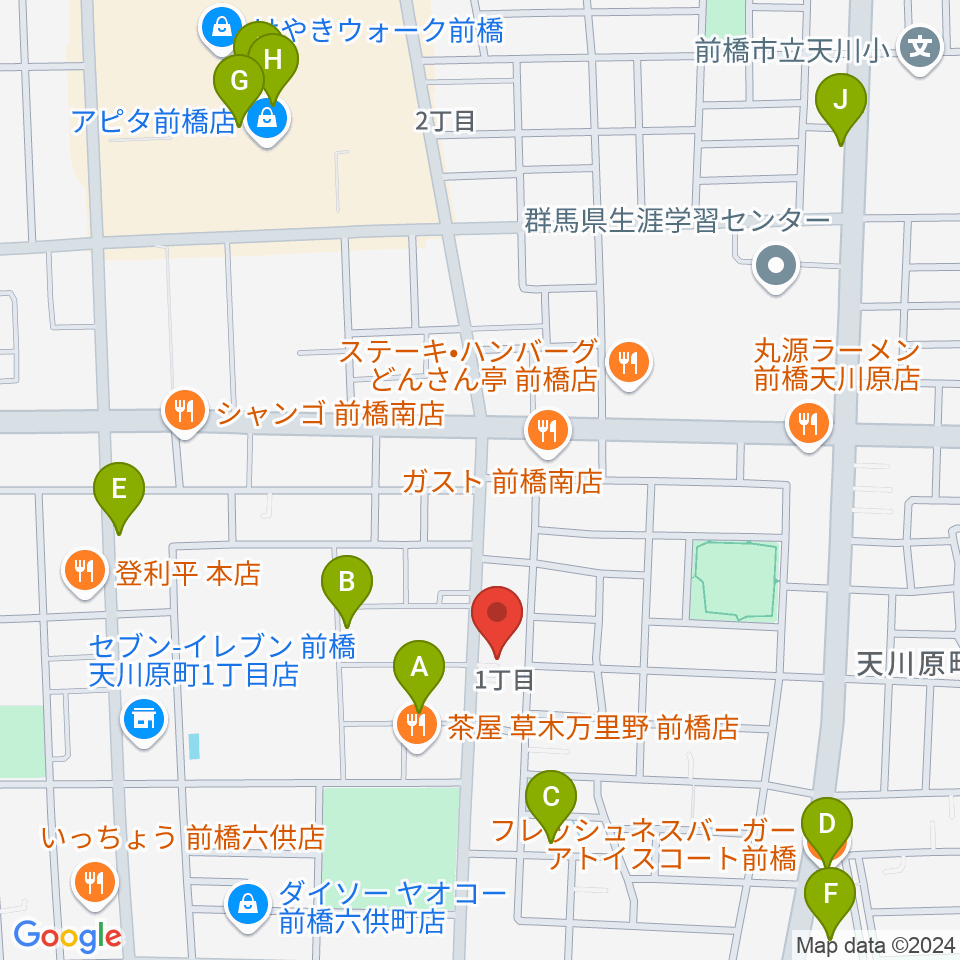 エコミック音楽教室周辺のカフェ一覧地図