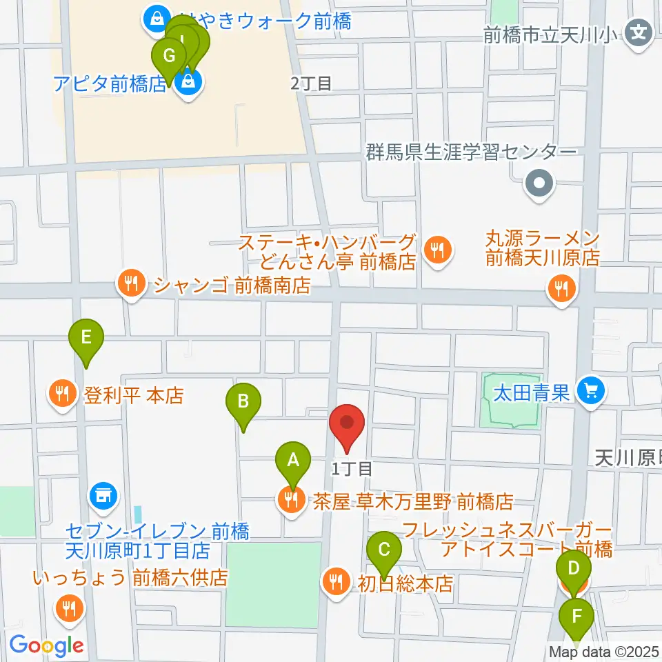 エコミック音楽教室周辺のカフェ一覧地図