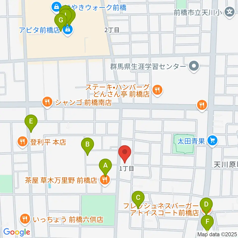 エコミック音楽教室周辺のカフェ一覧地図