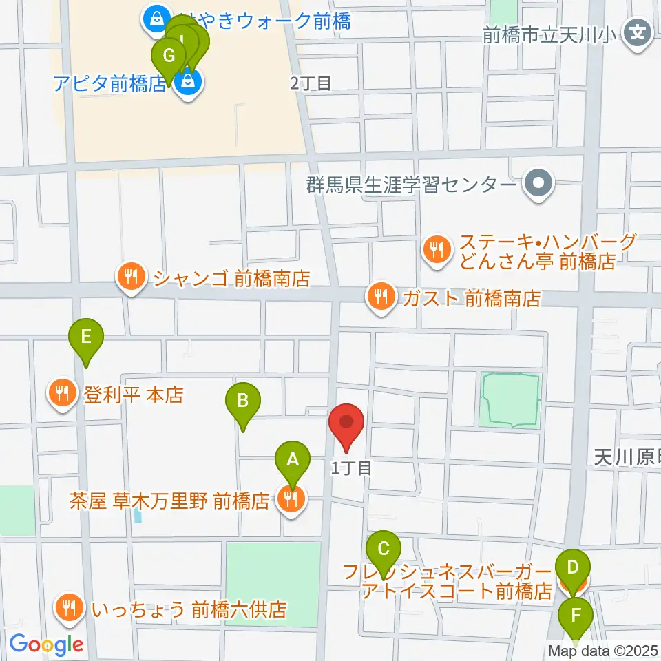 エコミック音楽教室周辺のカフェ一覧地図