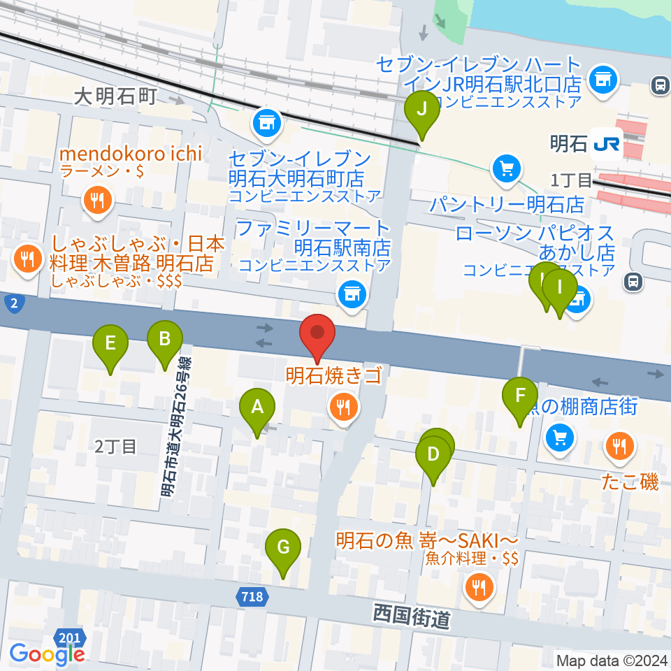 明石ポチ周辺のカフェ一覧地図