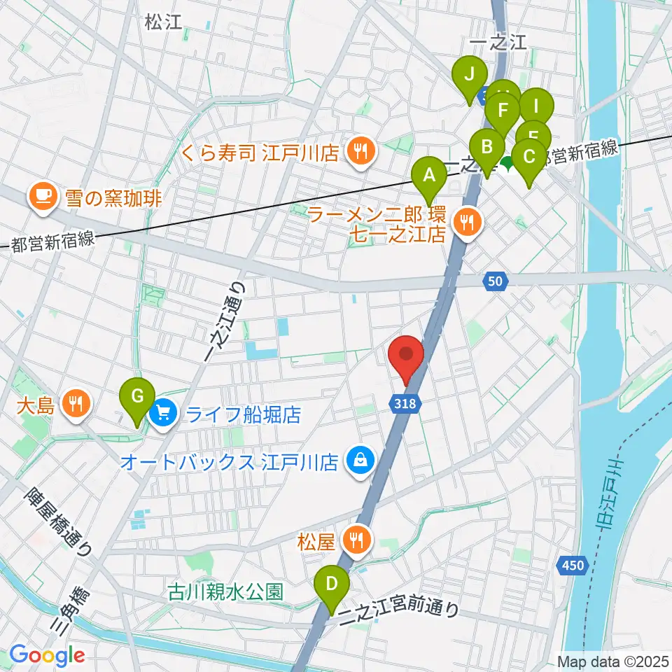 サウンドスタジオM一之江店周辺のカフェ一覧地図