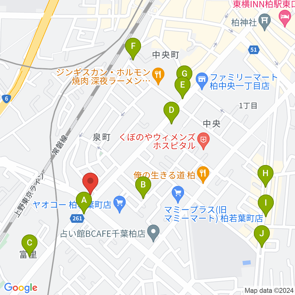 サウンドスタジオＭ 柏店周辺のカフェ一覧地図