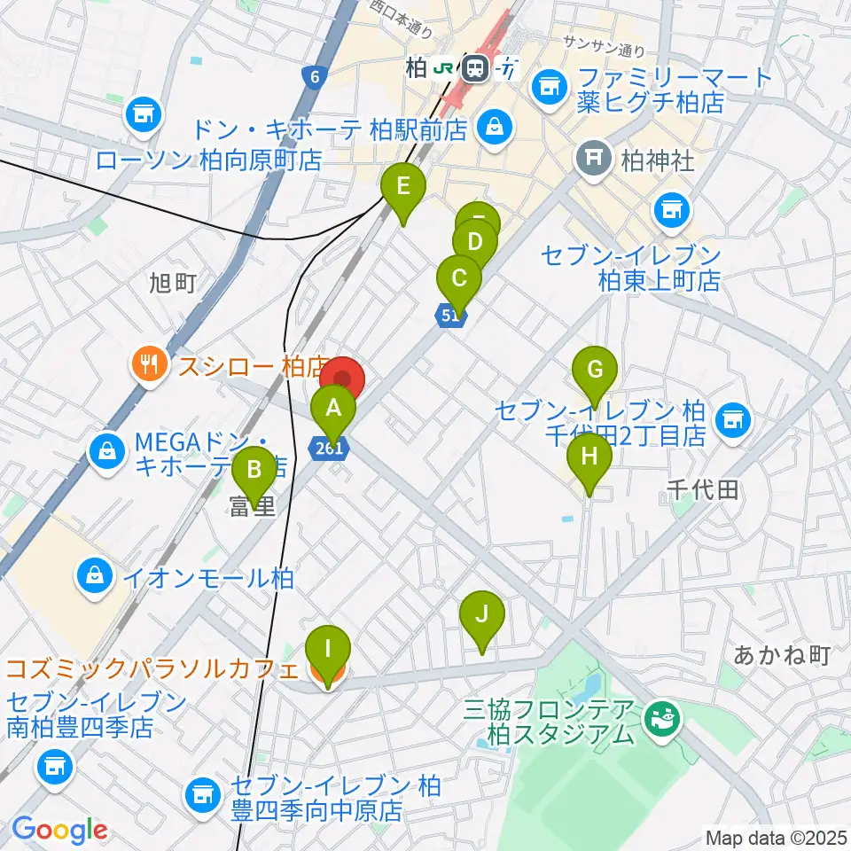 サウンドスタジオM 柏店周辺のカフェ一覧地図