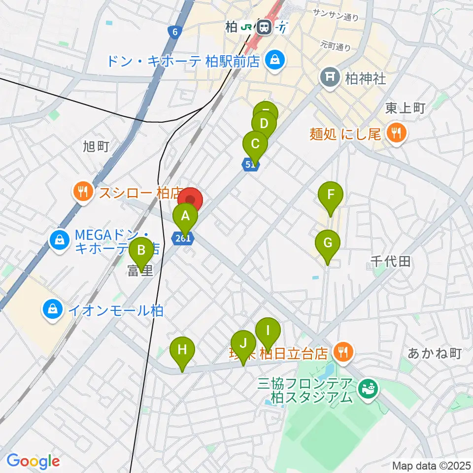 サウンドスタジオM 柏店周辺のカフェ一覧地図