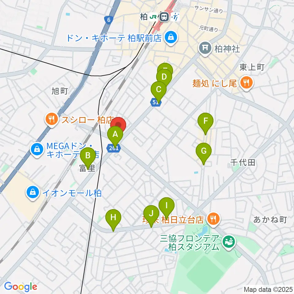 サウンドスタジオＭ 柏店周辺のカフェ一覧地図