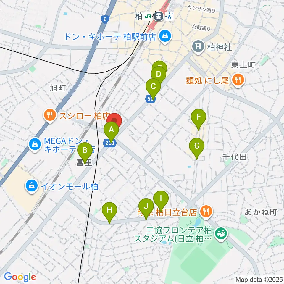サウンドスタジオM 柏店周辺のカフェ一覧地図