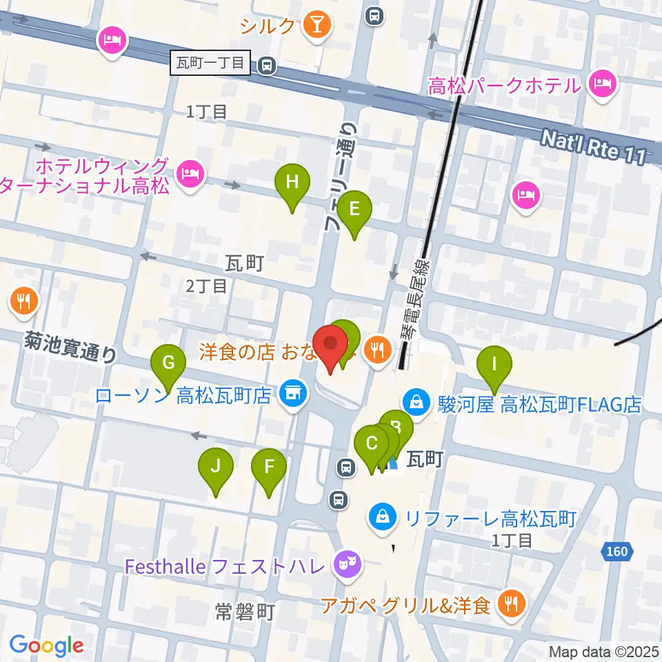 高松モンスター周辺のカフェ一覧地図