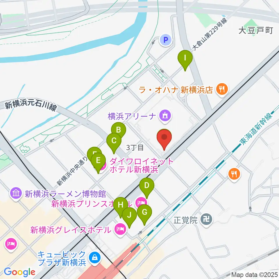 Mugic Piano Studio新横浜周辺のカフェ一覧地図