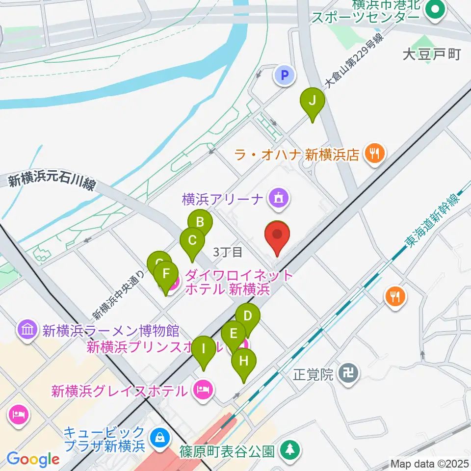 Mugic Piano Studio新横浜周辺のカフェ一覧地図