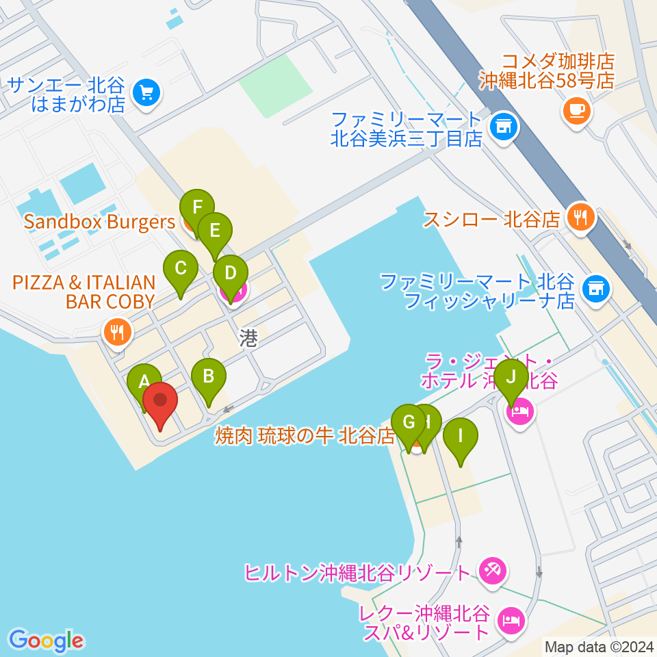 サンセットミュージックスクール周辺のカフェ一覧地図