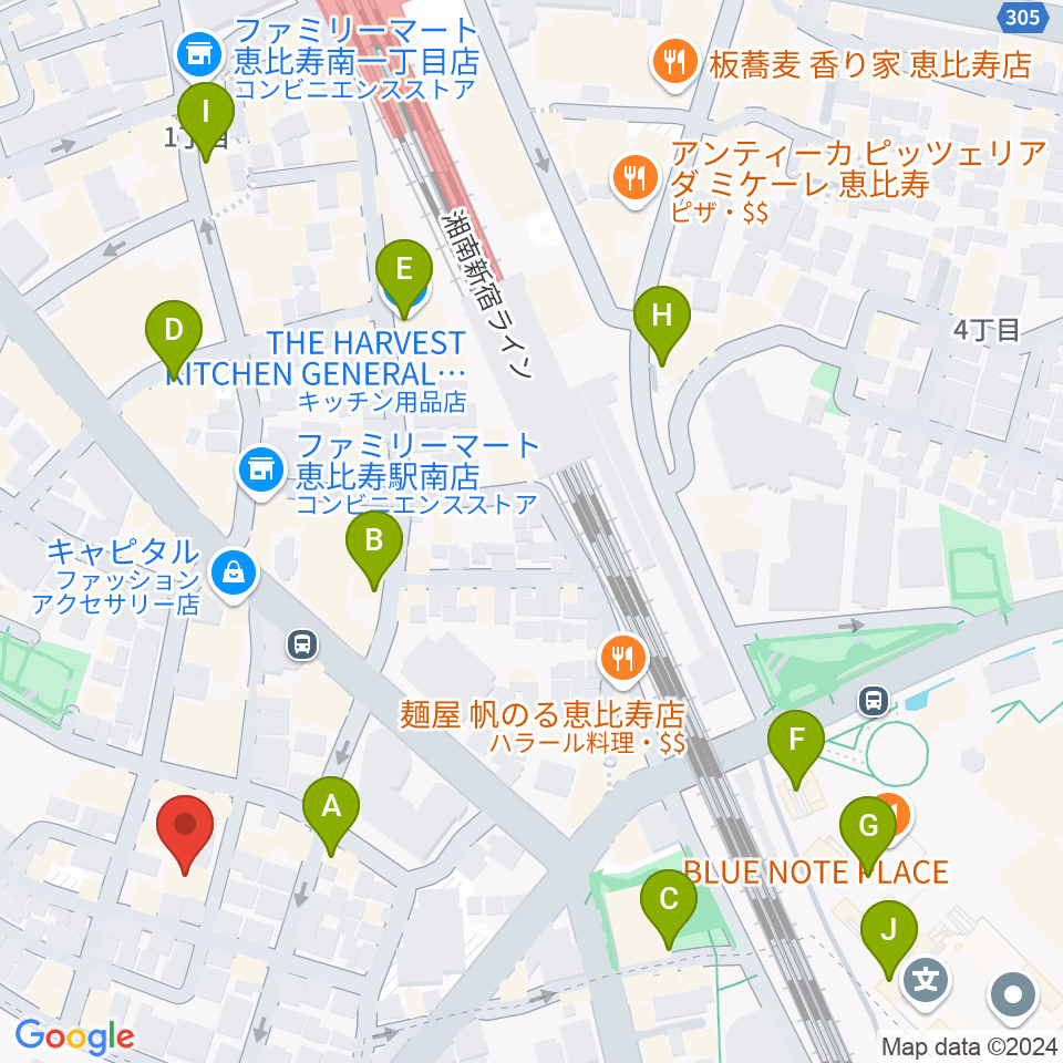 恵比寿ヒルサイドスタジオ周辺のカフェ一覧地図