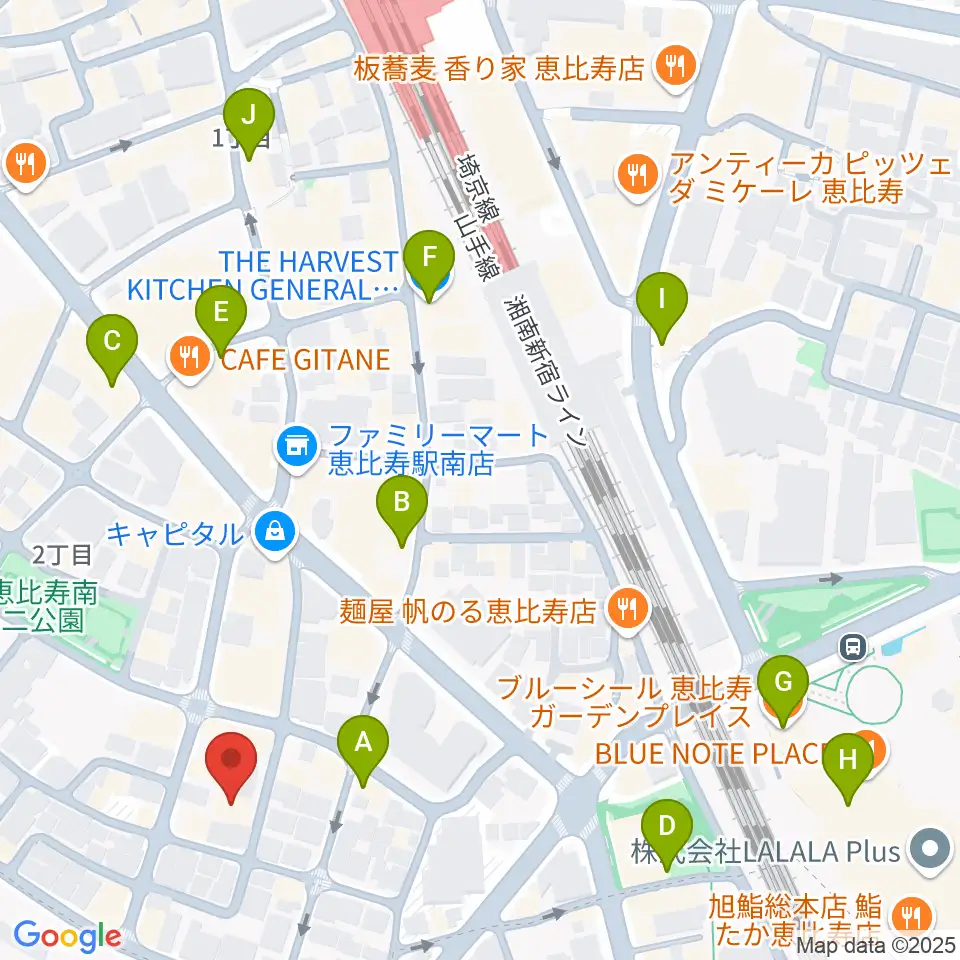 恵比寿ヒルサイドスタジオ周辺のカフェ一覧地図