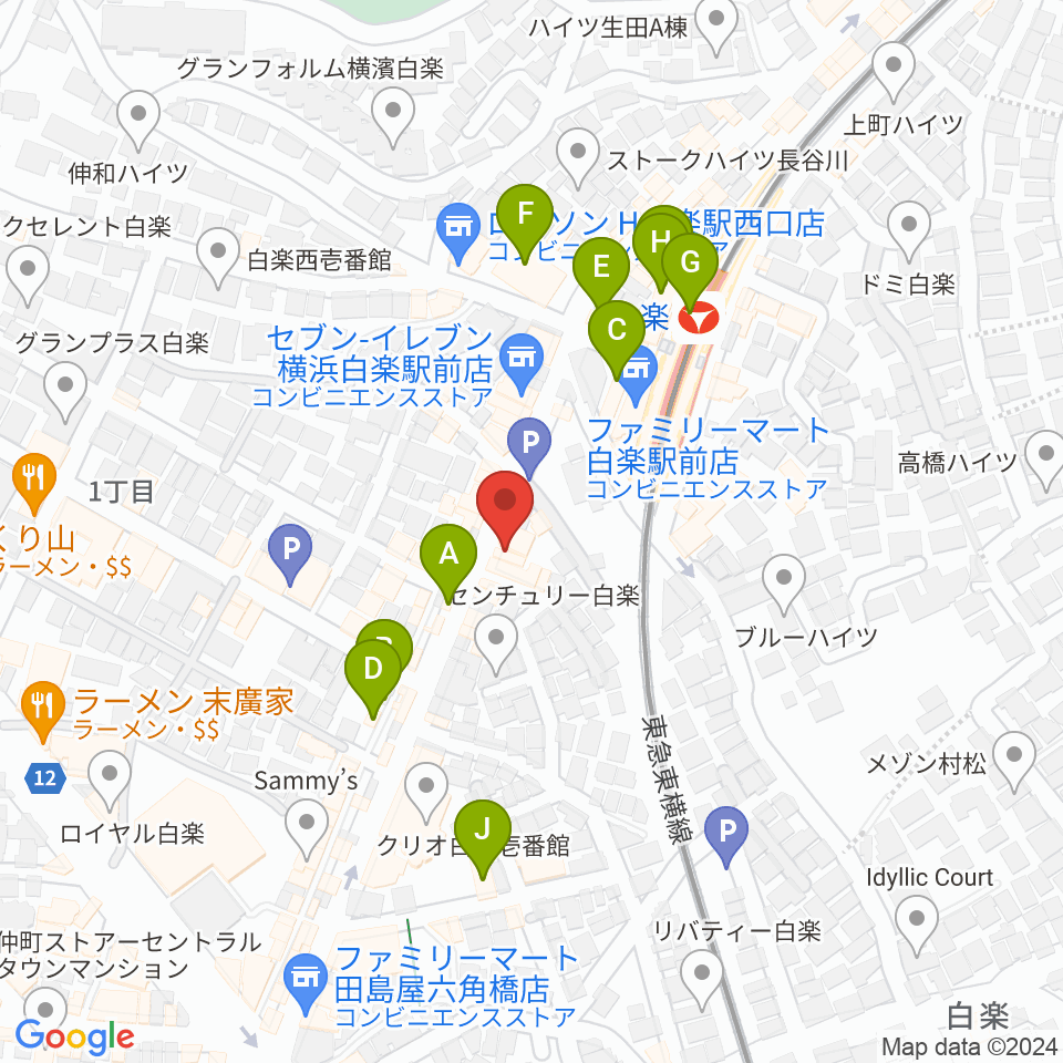 白楽ナップ周辺のカフェ一覧地図