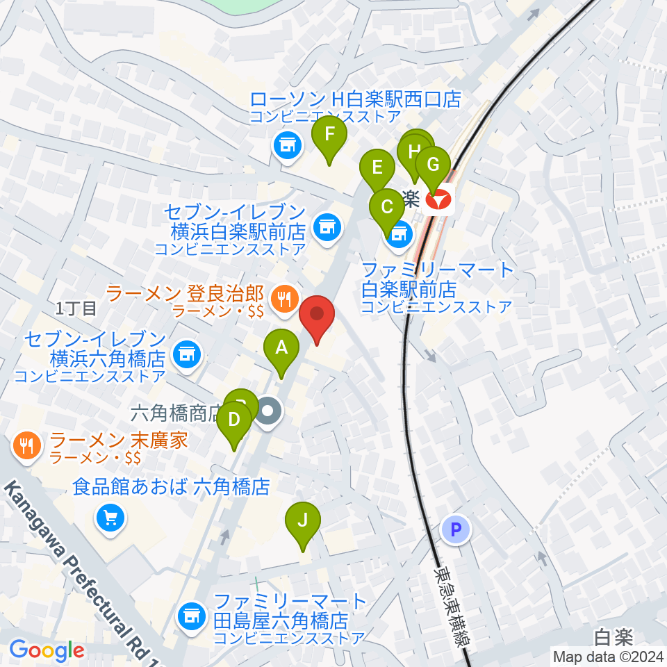 白楽ナップ周辺のカフェ一覧地図