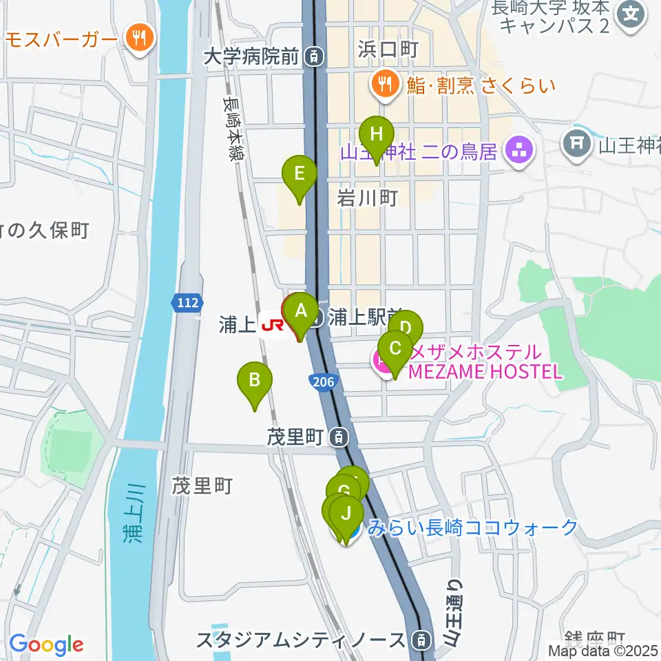 アノミュージックハウス周辺のカフェ一覧地図
