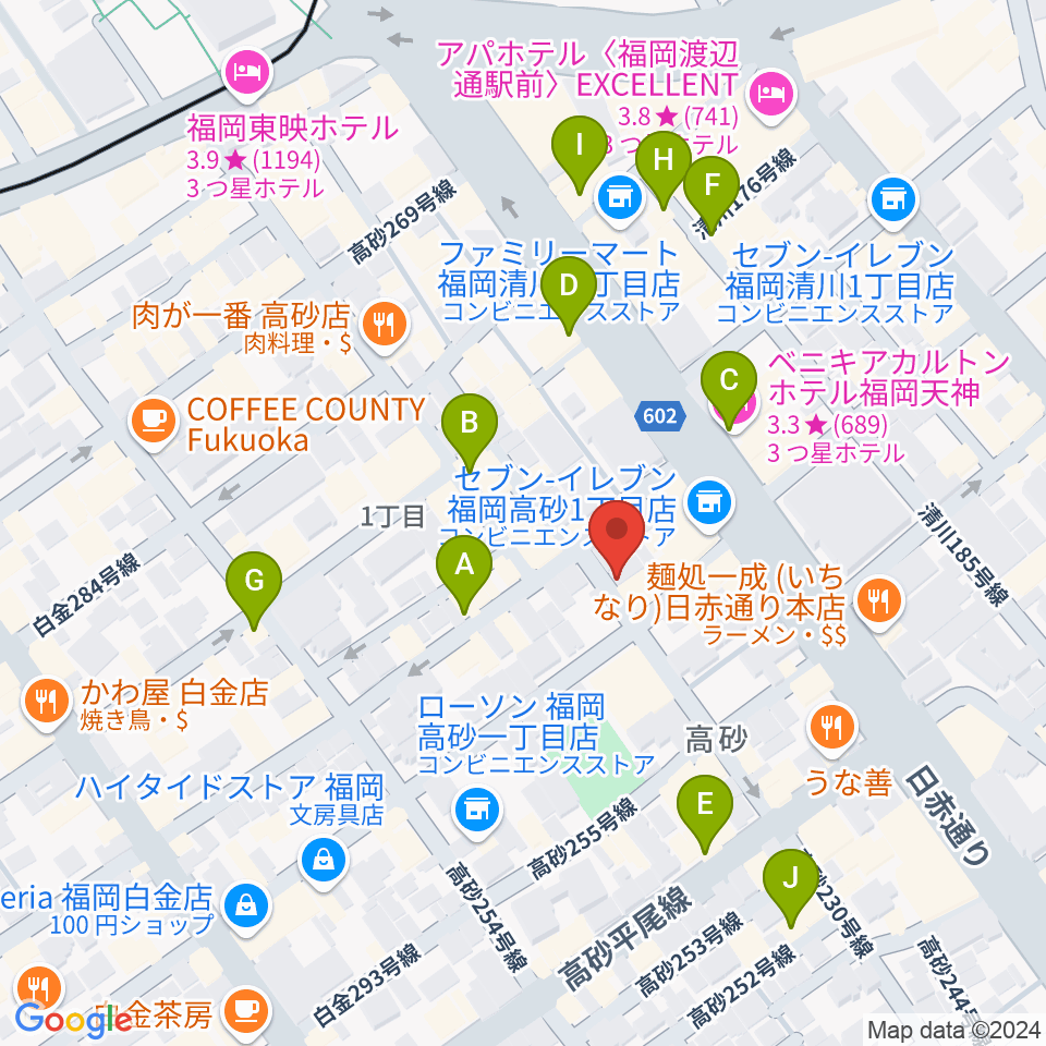 ワンナイン・サウンドプロデュース周辺のカフェ一覧地図