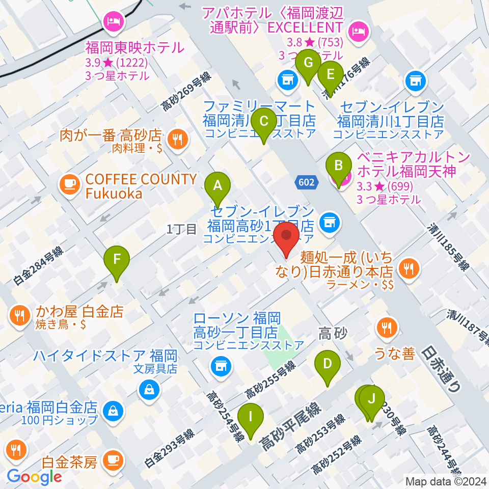 ワンナイン・サウンドプロデュース周辺のカフェ一覧地図