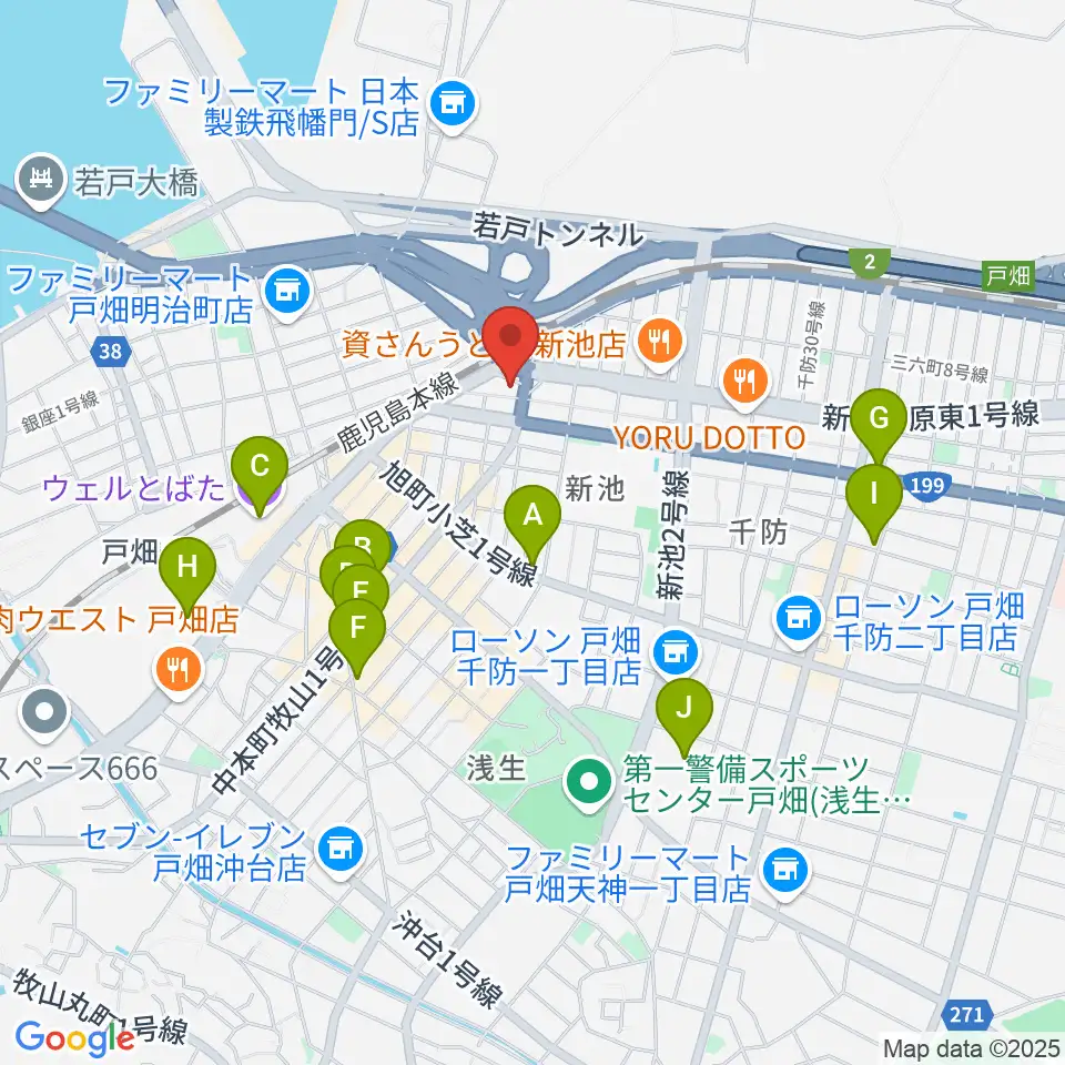 スタジオ アビーロード戸畑店周辺のカフェ一覧地図