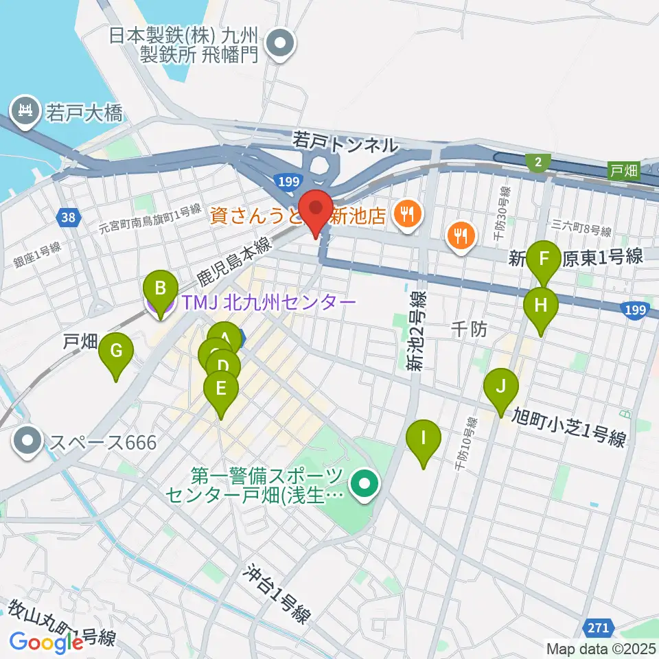 スタジオ アビーロード戸畑店周辺のカフェ一覧地図