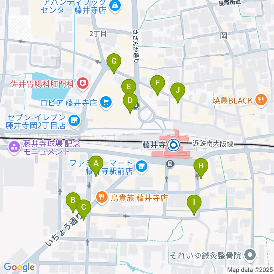 藤井寺JAMJAM周辺のカフェ一覧地図