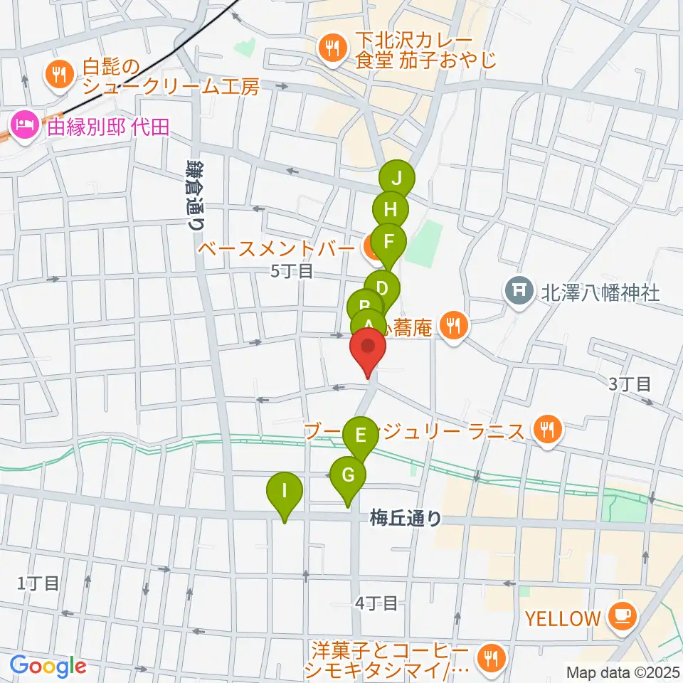 フォルテ楽器周辺のカフェ一覧地図