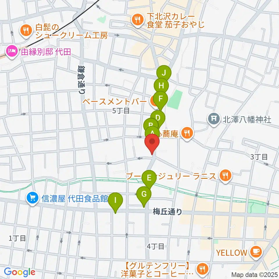 フォルテ楽器周辺のカフェ一覧地図