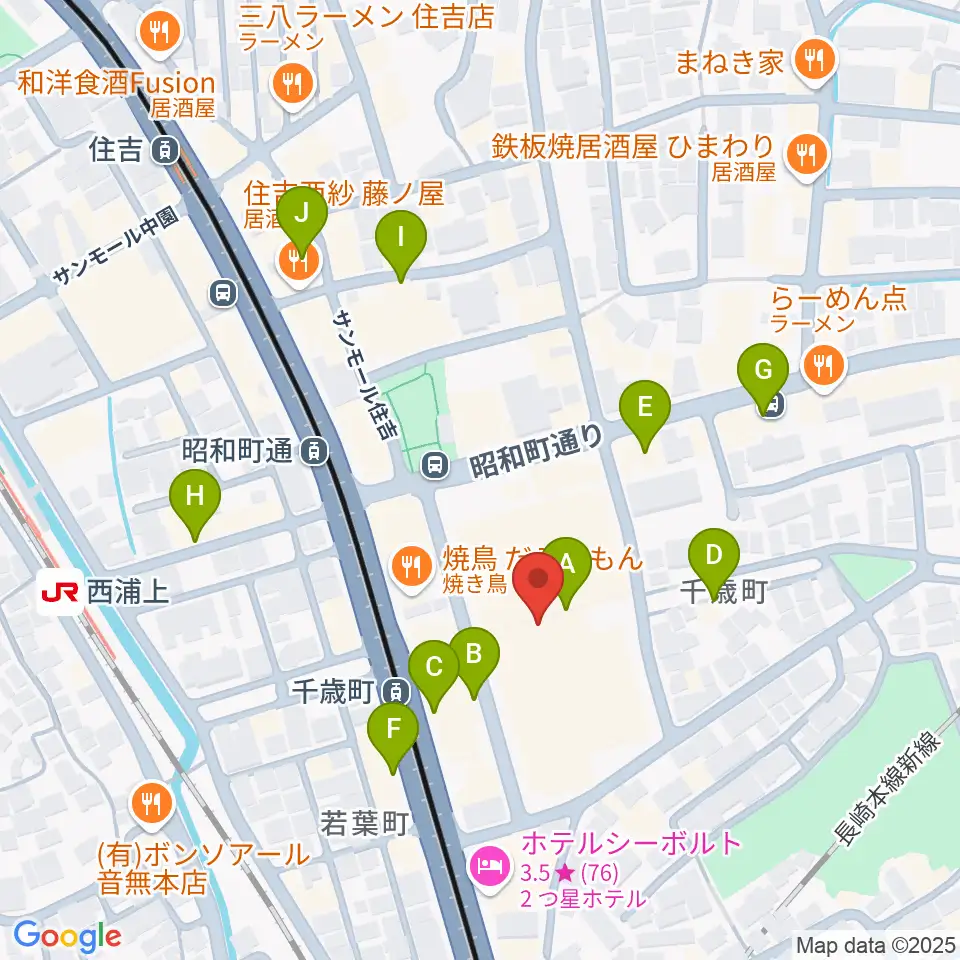長崎市チトセピアホール周辺のカフェ一覧地図